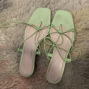 Zara Women's Mint Green Lace-Up Sandals
